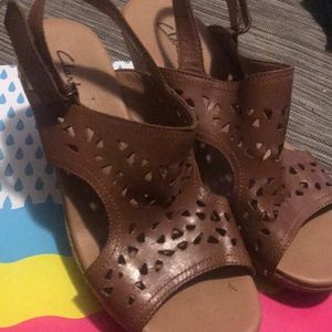 Clark’s comfort wedges with cork heel